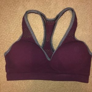 Maroon Push Up Mesh Sports Bra